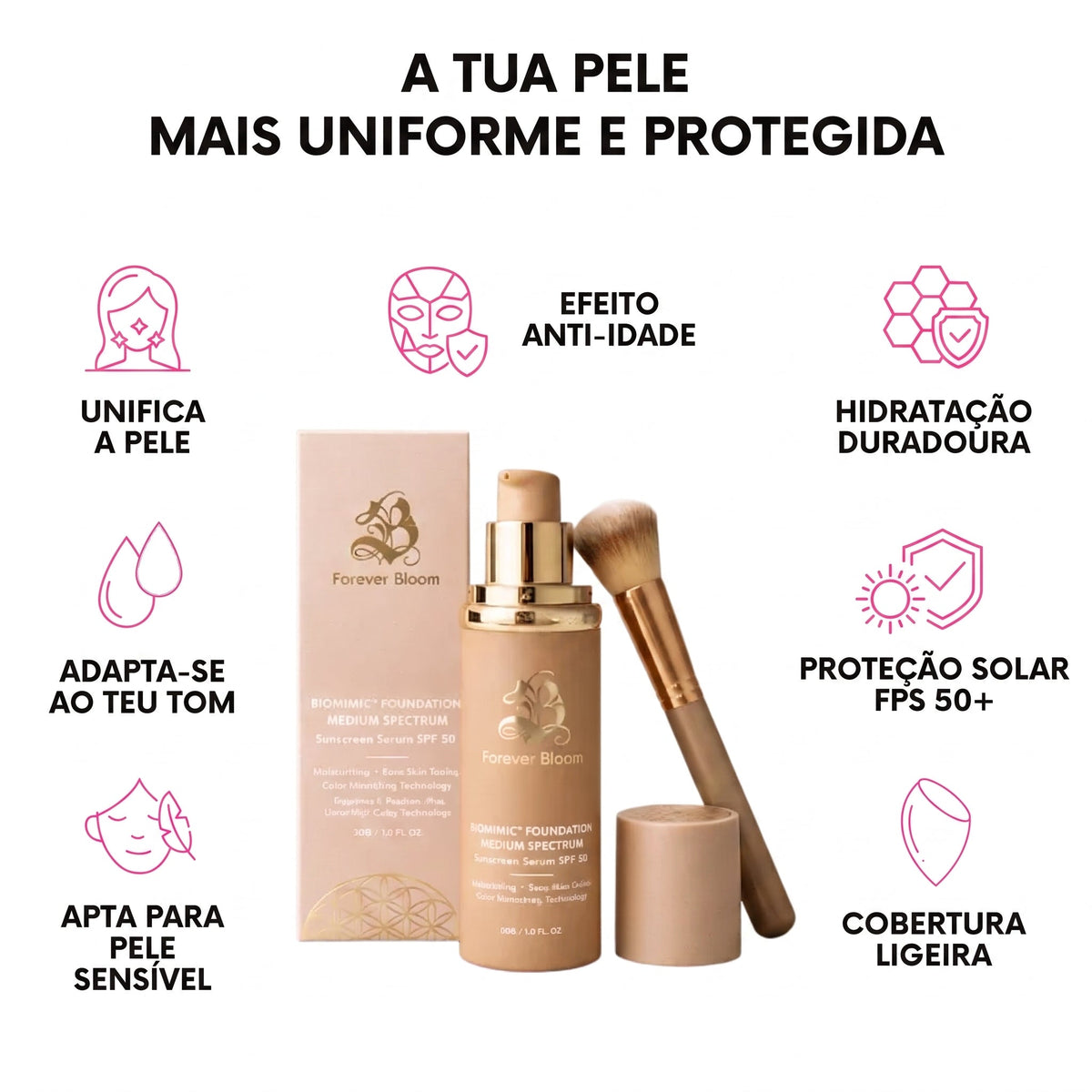 Base 4 em 1 - Proteção (SPF 50) e Cobertura Total